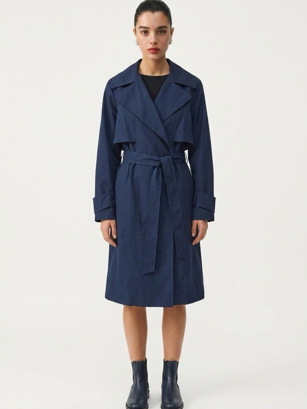 LAFAYETTE 148 | NEW Midnight Blue Trench Coat with Waist Tie Women’s Size XS